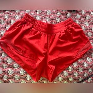 Red lululemon hotty hot shorts size 6